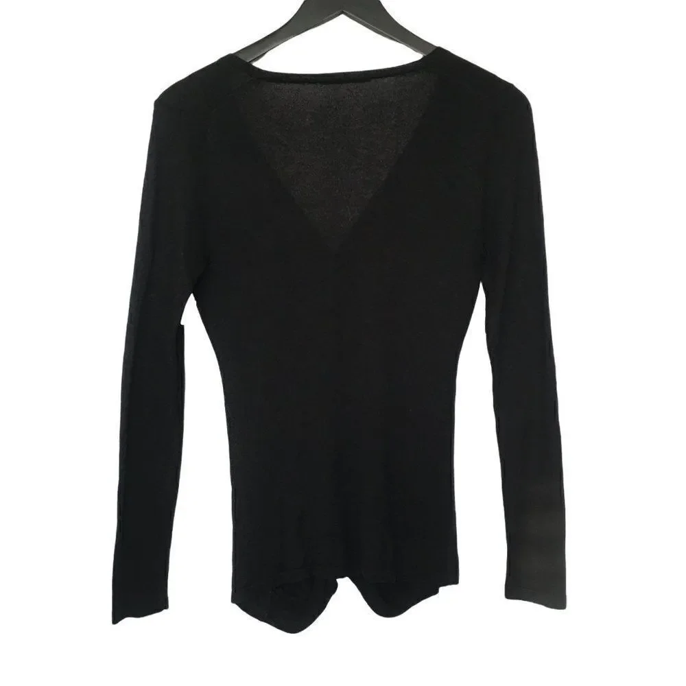 Elie Tahari  Brown V-neck Long Sleeve Sweater - Picture 4 of 8